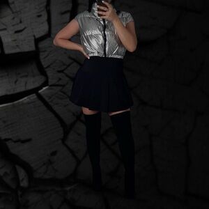 _ (SOLD on Depop) Silver Puffer Crop Jacket